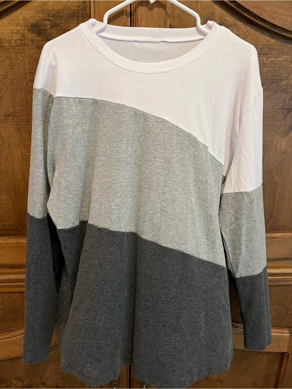 XXL Soft Colorblock Long Sleeve Tee - Dark Charcoal & Light Gray
